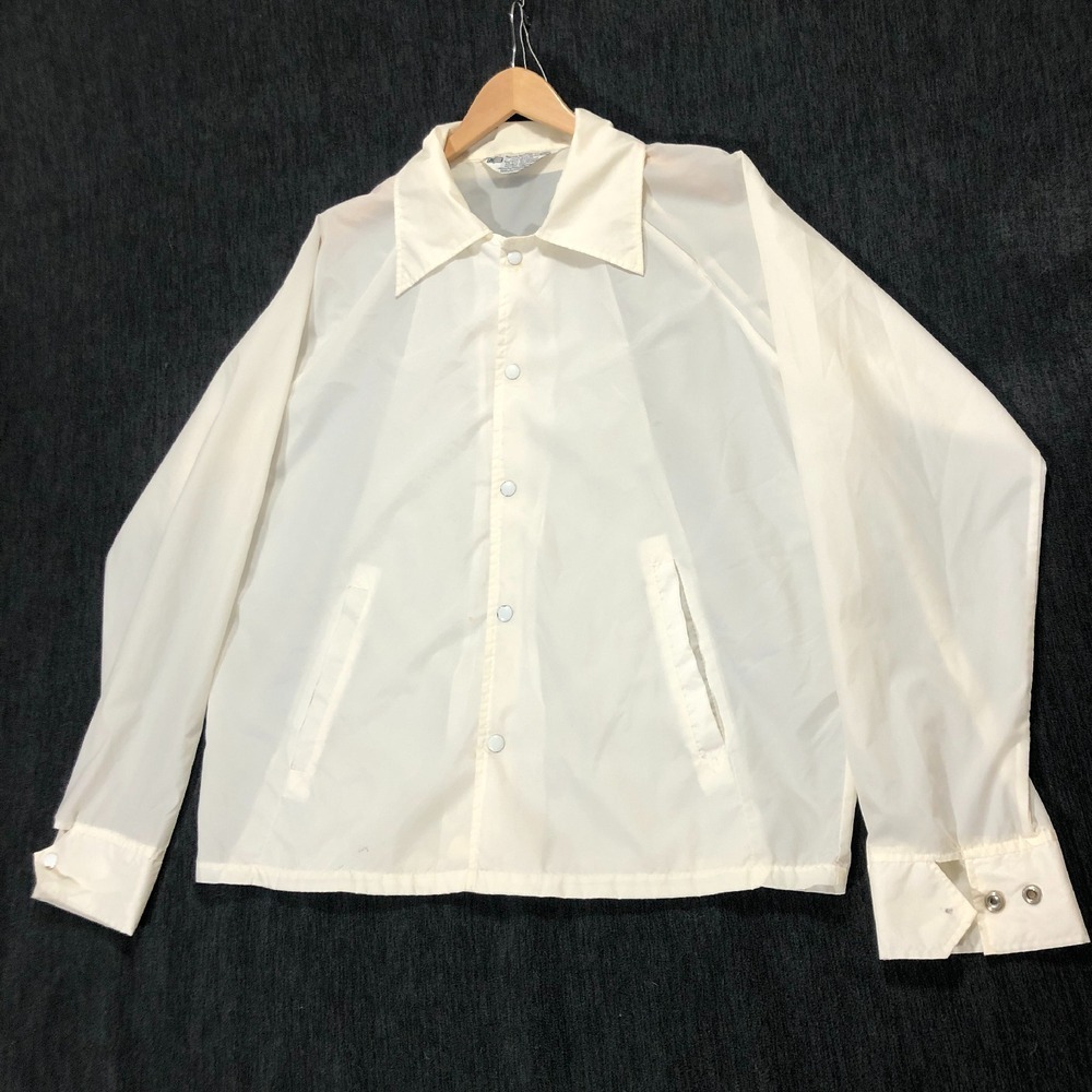 Vintage Snap Front Jacket Collared Long Sleeve White‎ Size Large